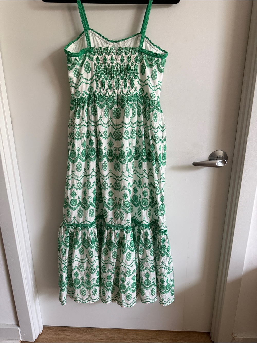 Adrianna Papell Prairiecore White and Green Printed Midaxi Sundress Sz 2 - Picture 4 of 4
